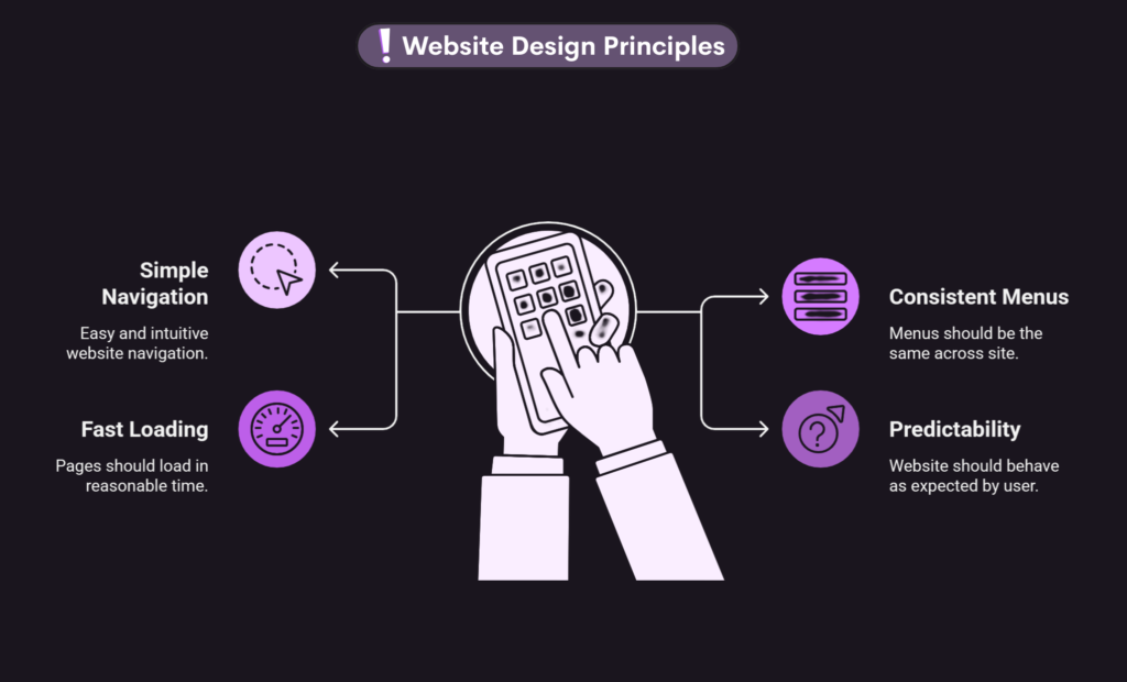 A graphic highlighting how poor design leads to website bounces due to cognitive load, and how users prefer simple, fluent navigation.
